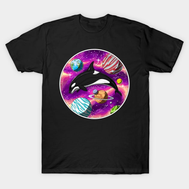 Psychedelic Orca Whale T-Shirt by underheaven